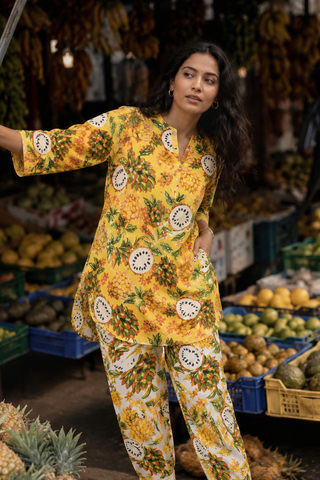 Pineapple Doby Short Kurti- Farshi Pants Set
