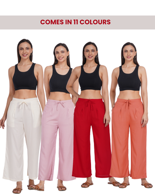 Cotton Blend Palazzo Pants- Baby Pink