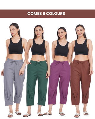 Linen Blend Cigarette Pants- Black