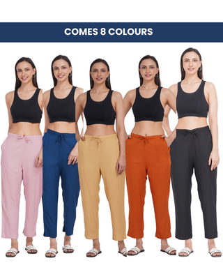 Cotton Blend Narrow Pants- Baby Pink