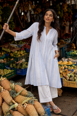 Pakeeza Blue Mul A- Line Kurta Set