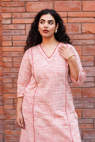 Handloom Khadi Kurta- Red
