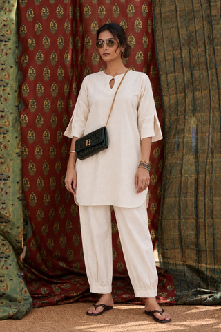 Masala Tea Kurta Set- Ivory