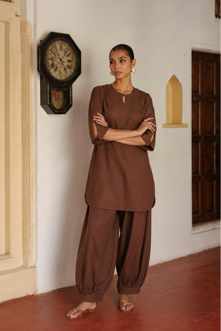Masala Tea Kurta Set- Brown