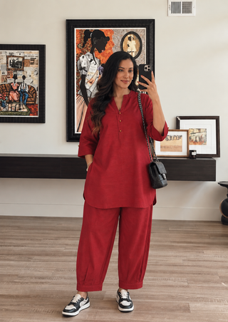 Coffee Coord Set- Maroon