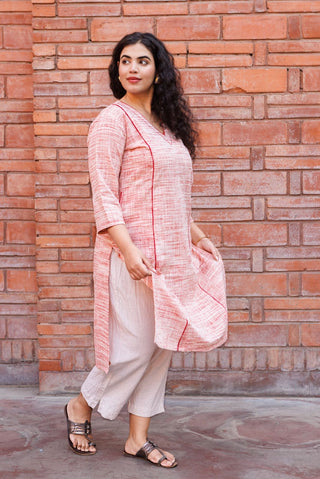 Handloom Khadi Kurta- Red