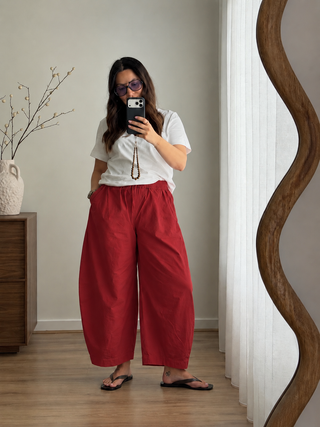 Barrel Elasticated Pants- Maroon