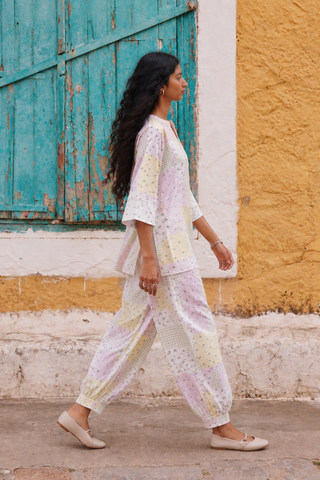 Rose Short Kurti- Farshi Pants Set