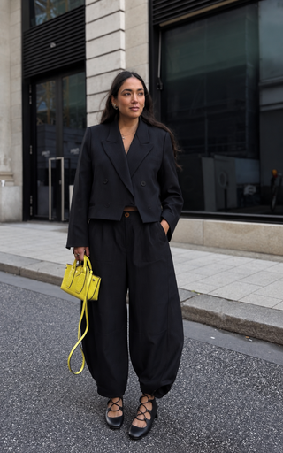 Linen Barrel Trouser- Black