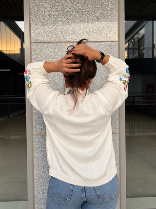 Linen Bomber Jacket- Ivory