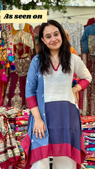 Amrita Patch Kurta Set- Indigo