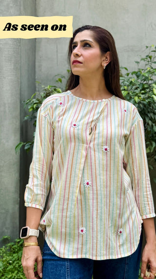 Coco Hand Embroidered Kurta Top- Multi Coloured