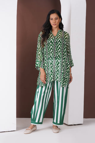 Marble Chiffon Short Kurti- Farshi Pants Set