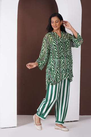 Marble Chiffon Short Kurti- Farshi Pants Set