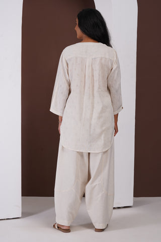 Peforated Linen- Barrel Pants set