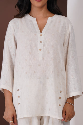 Peforated Linen- Barrel Pants set