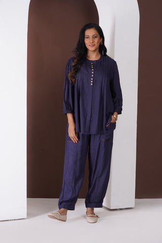 Crepe Pintuck Set- Navy