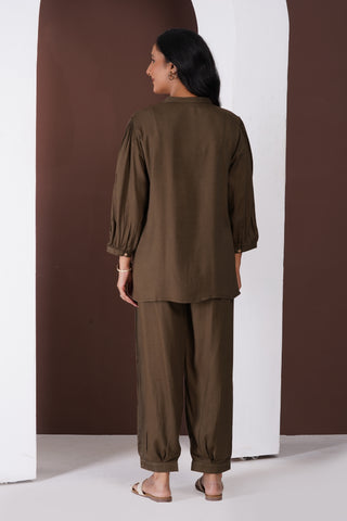 Crepe Pintuck Set- Dark Olive