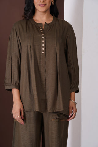 Crepe Pintuck Set- Dark Olive