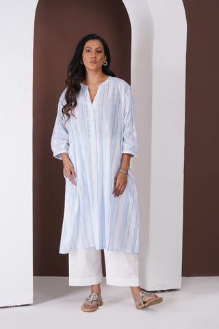 Pakeeza Blue Mul A- Line Kurta Set
