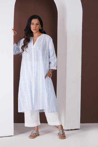 Pakeeza Blue Mul A- Line Kurta Set