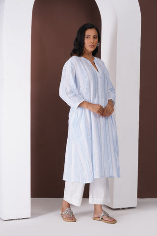 Pakeeza Blue Mul A- Line Kurta Set