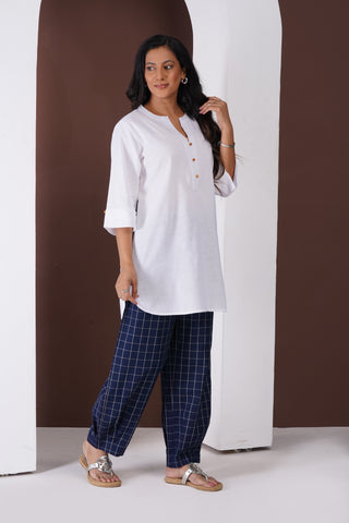 Kashi Checkered Coord Set- Navy