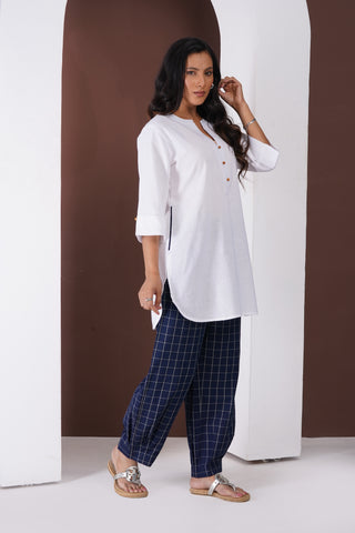 Kashi Checkered Coord Set- Navy