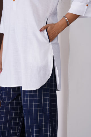 Kashi Checkered Coord Set- Navy