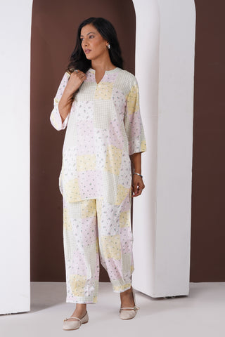 Rose Short Kurti- Farshi Pants Set