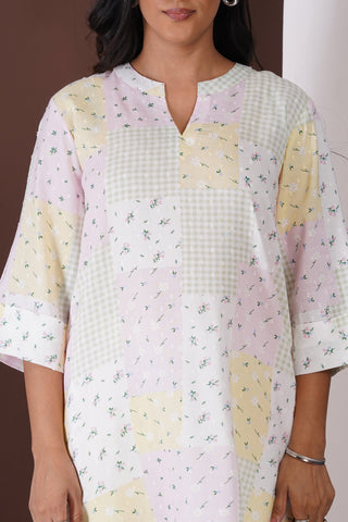 Rose Short Kurti- Farshi Pants Set