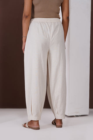 Linen Cargo Casual Pants- Ivory