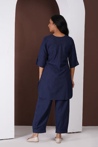 Masala Tea Kurta Set- Navy