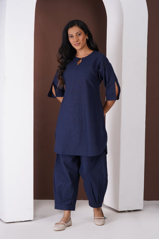 Masala Tea Kurta Set- Navy