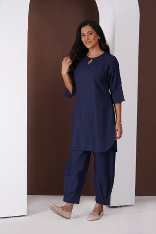 Masala Tea Kurta Set- Navy