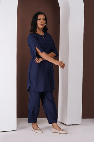 Masala Tea Kurta Set- Navy