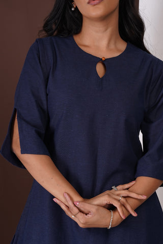 Masala Tea Kurta Set- Navy