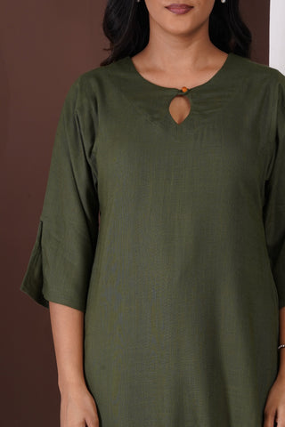 Masala Tea Kurta Set- Olive