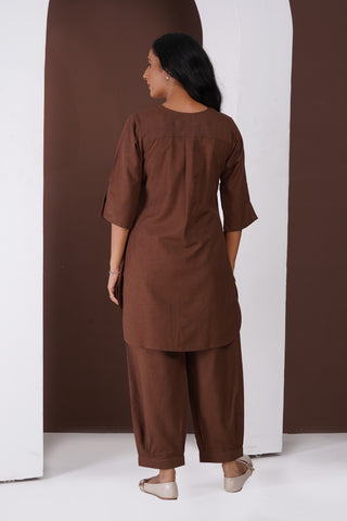 Masala Tea Kurta Set- Brown