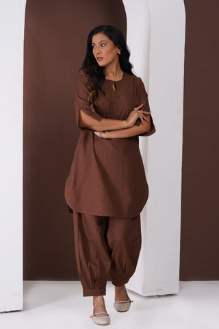 Masala Tea Kurta Set- Brown