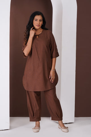Masala Tea Kurta Set- Brown