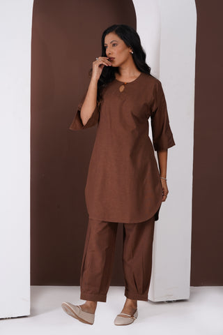 Masala Tea Kurta Set- Brown