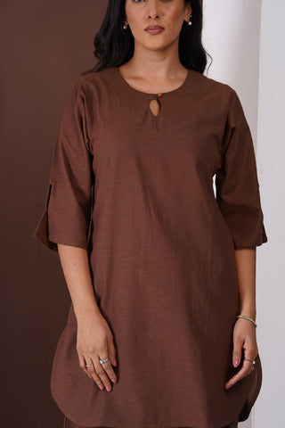 Masala Tea Kurta Set- Brown