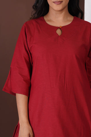 Masala Tea Kurta Set- Maroon