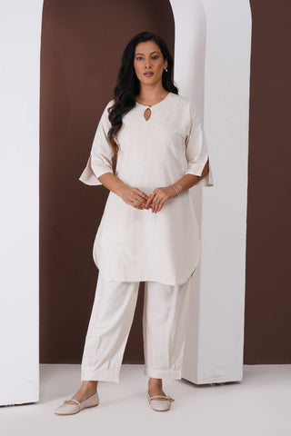 Masala Tea Kurta Set- Ivory