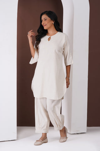 Masala Tea Kurta Set- Ivory
