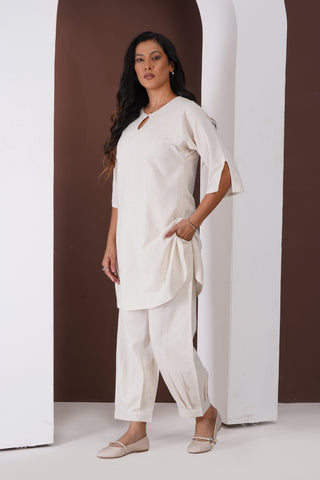 Masala Tea Kurta Set- Ivory