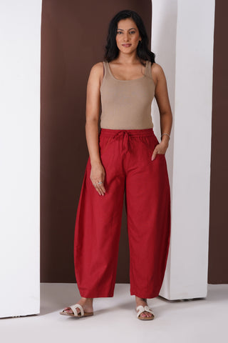 Barrel Elasticated Pants- Maroon