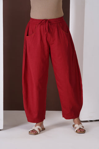 Barrel Elasticated Pants- Maroon