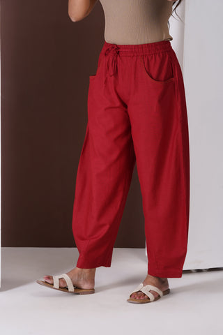 Barrel Elasticated Pants- Maroon